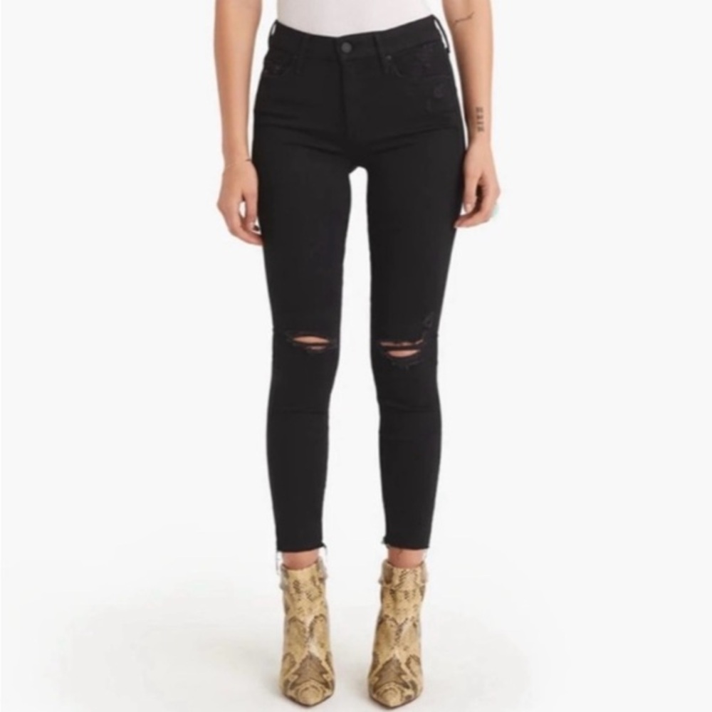 MOTHER The Looker Fray Guilty As Sin Black Jeans Size 29